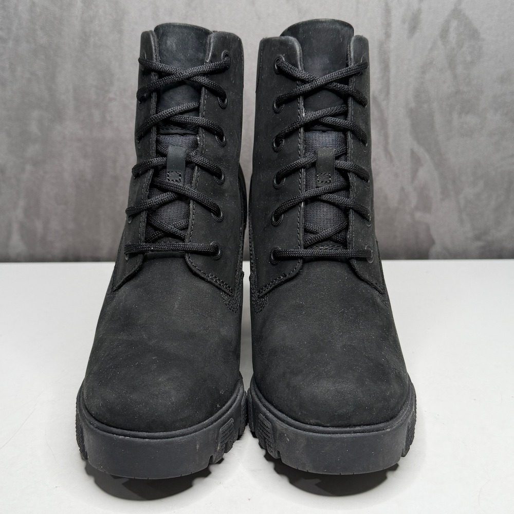 Timberland Boots Womens Sz 8.5 Lana Point Black Nubuck Lace Up Block Heel - Picture 5 of 12